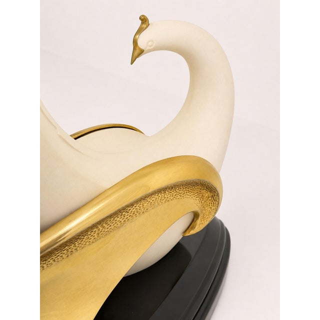 1980s San Sen, Brass & Glass Swan Console Table for Art House Jofral Spain, Labeled For Sale - Image 16 of 18