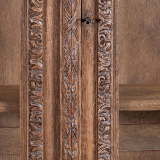 19th-Century Large French Bleached Oak Bookcase Display Cabinet For Sale - Image 9 of 14