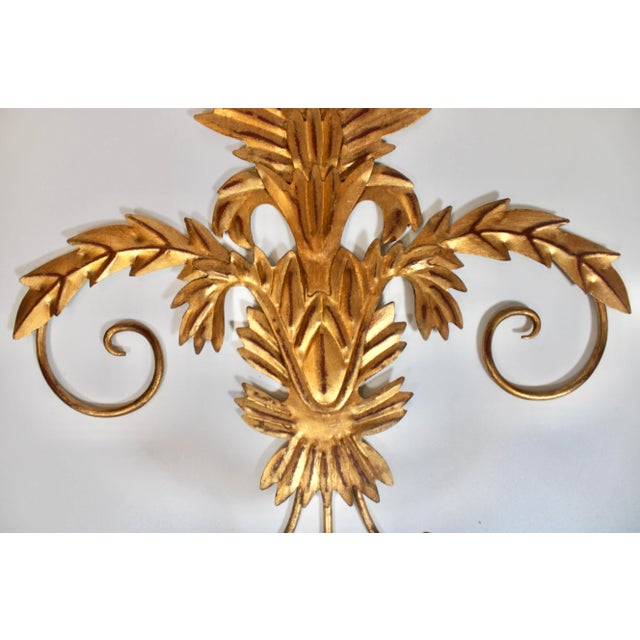 Metal Vintage Golden Gilt Italian Sconces For Sale - Image 7 of 11