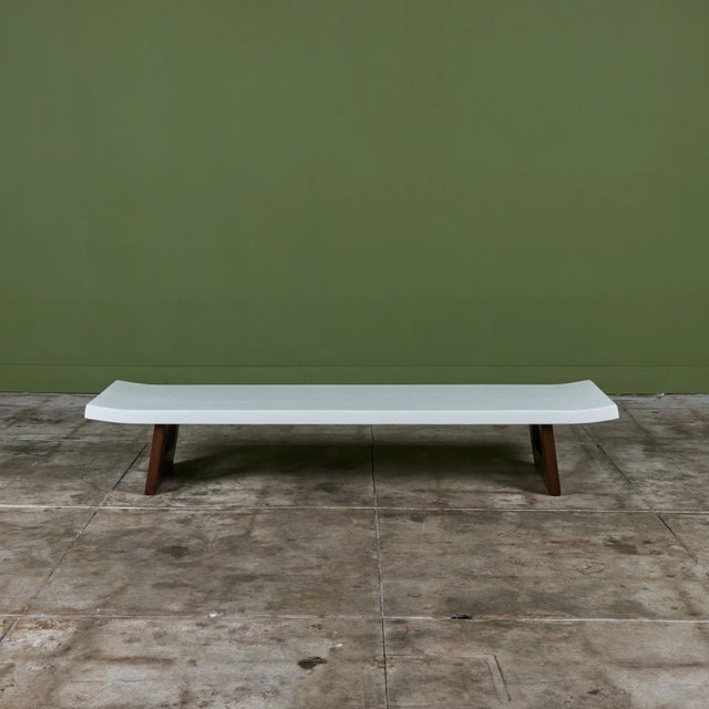 Mid-Century Modern Paul Frankl Rectangular Whitened Cork Coffee Table or Bench for Johnson... For Sale - Image 3 of 16