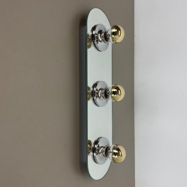 Pop Art Space Age Silver Mirror Wall Light by Eglo Light, Germany, 1980s For Sale - Image 3 of 18