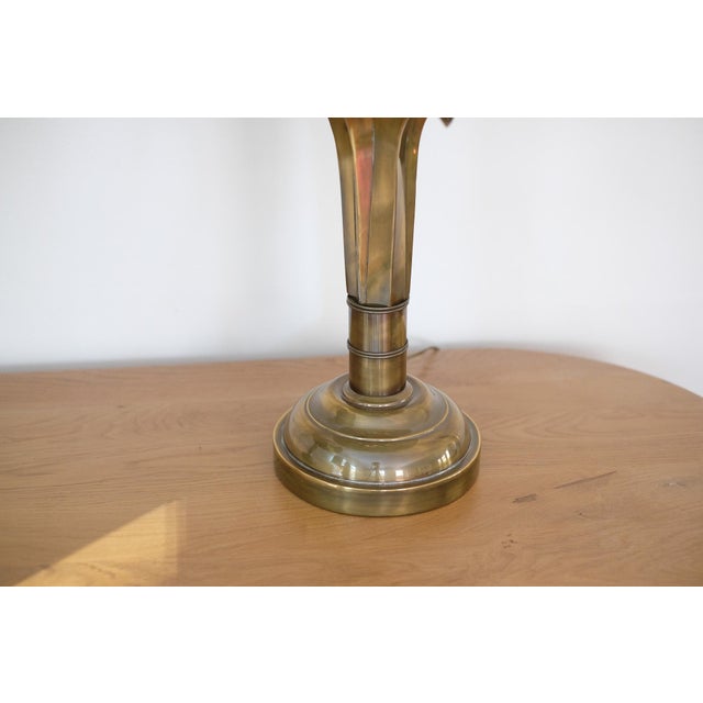 Hart Associates 1970s Hart Associates Style Hollywood Regency Brass Palm Tree Lamps For Sale - Image 4 of 4