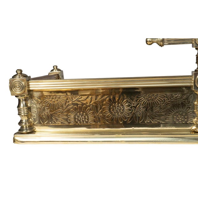 English Aesthetic Movement Brass Fire Fender For Sale - Image 4 of 10