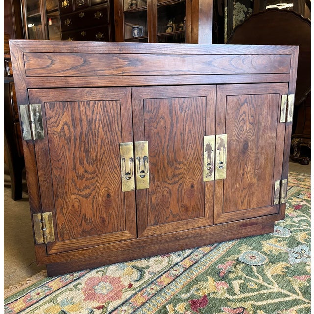 Late 20th Century Henredon Campaign Style Bar Cart For Sale - Image 12 of 12