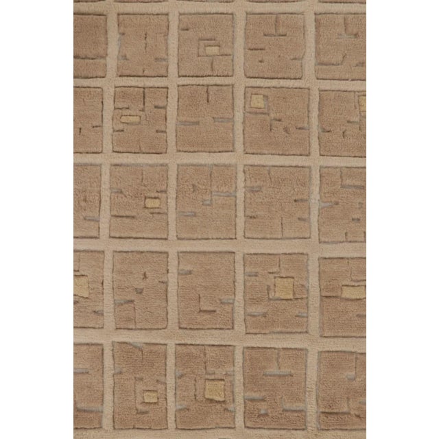 Rug & Kilim’s Oversized Scandinavian Style Rug With Textural High-Low Grid For Sale In New York - Image 6 of 11