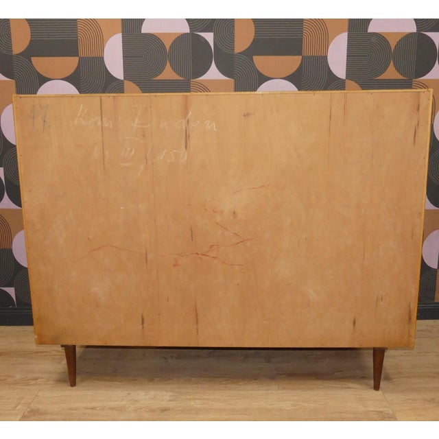 Mid-Century Modern Linen Cupboard with Drawers on Legs in Light Elm Wood, 1960s For Sale - Image 10 of 13