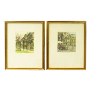 Robert Kasimir Framed Etchings, Pair