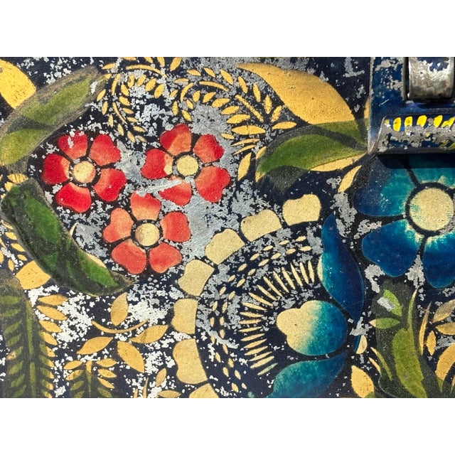 Late 19th Century Rare 19th C. Tole Painted Document Safe Box in Blue For Sale - Image 5 of 12