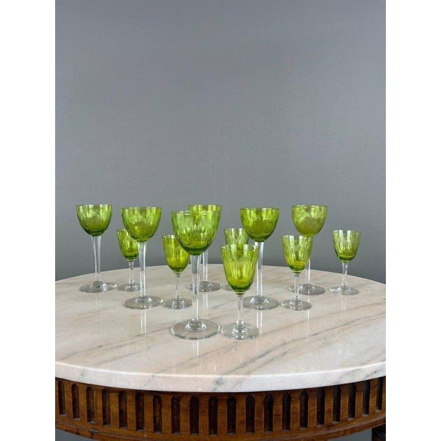 Antique Baccarat Green Crystal Glassware Set, Set of 12 For Sale - Image 11 of 11
