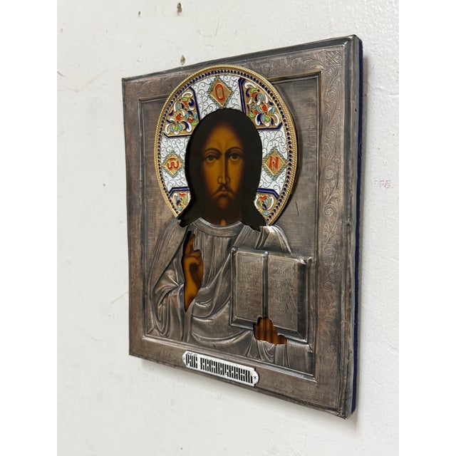 Orthodox Silver Overlaid "Ruler of All" Pantocrator For Sale - Image 12 of 12