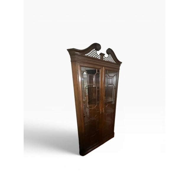Hekman Furniture Hekman Attributed Mahogany Corner Display Cabinet For Sale - Image 4 of 18