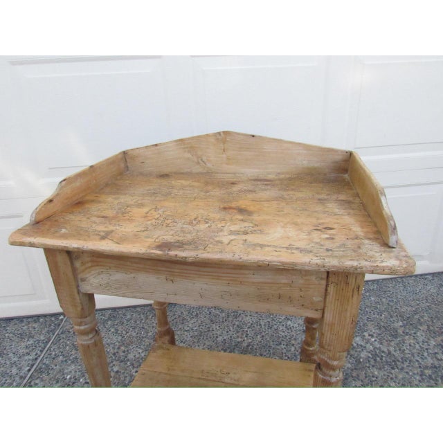Antique English Rustic Pine Table or Wash Stand For Sale - Image 15 of 17