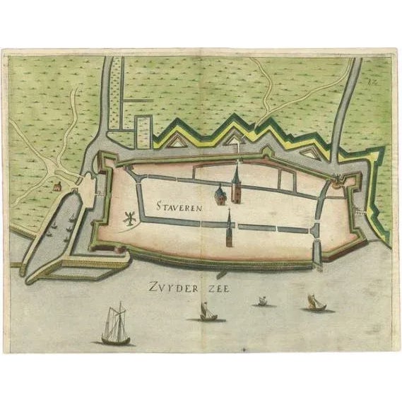 17th Century Antique Map of Stavoren by Priorato, 1673 For Sale - Image 5 of 5