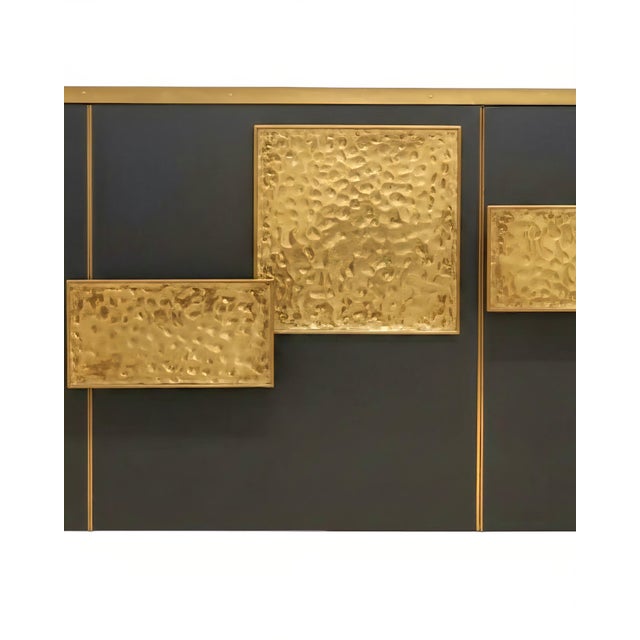 Contemporary Black Murano Glass and Hammered Brass Sideboard from Justfurnituress SRL For Sale - Image 3 of 9
