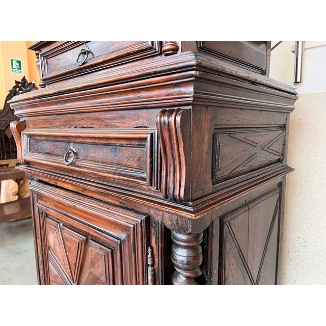 Wood Antique 18th Century Oak Dutch Baroque Cushion Cabinet For Sale - Image 7 of 13