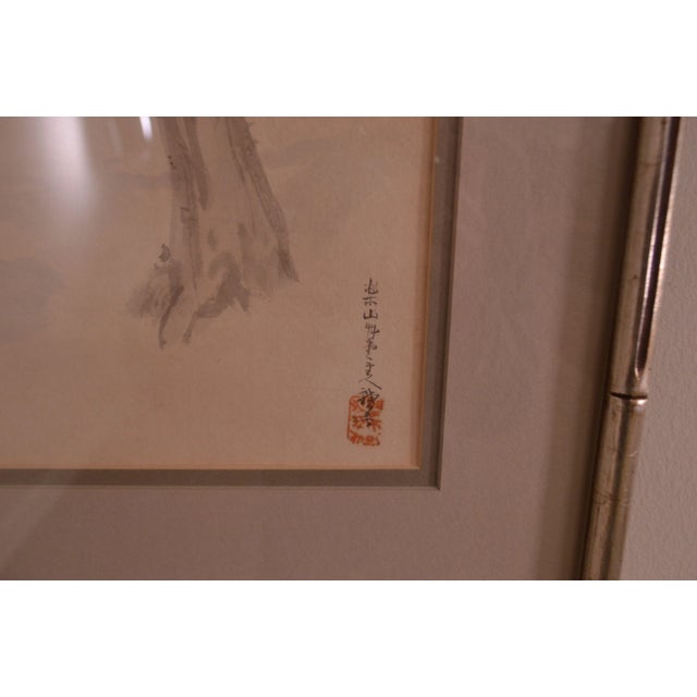 Paint Vintage Chinese Man & Monkey Watercolor Drawing For Sale - Image 7 of 12