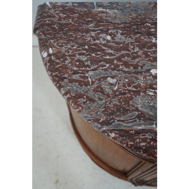 Maison Gouffe Vintage French Oak 4 Door Marble Top Console For Sale - Image 15 of 18
