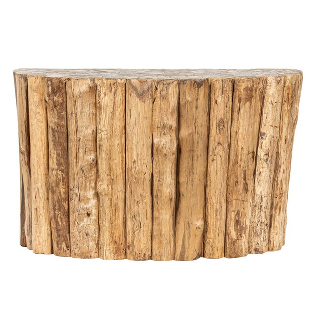 Petrified Wood Top Organic Teak Console Table For Sale - Image 12 of 14