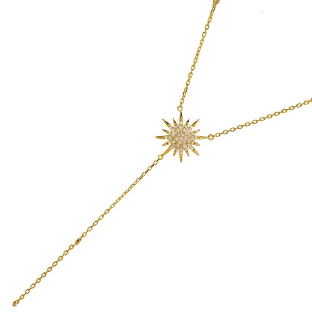 Early 21st Century Diamond & Gold Sun Pendant Fashion Design Necklace For Sale - Image 5 of 7
