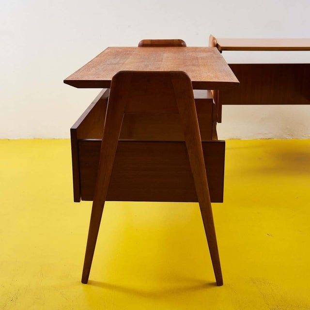 Brown Desks attributed to Vittorio Dassi, 1950s, Set of 2 For Sale - Image 8 of 18