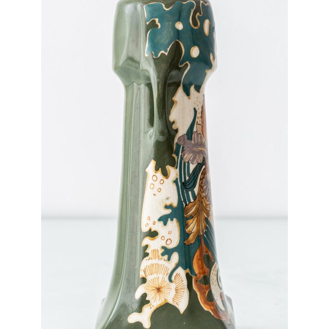 Art Nouveau Dutch Hand-Painted Ceramic Table Lamps from Arnhemsche Fayencefabriek, 1910s, Set of 2 For Sale - Image 10 of 18