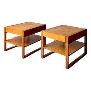 Mid 20th Century Founders Mid Century Teak Side Tables With Hidden Drawers For Sale