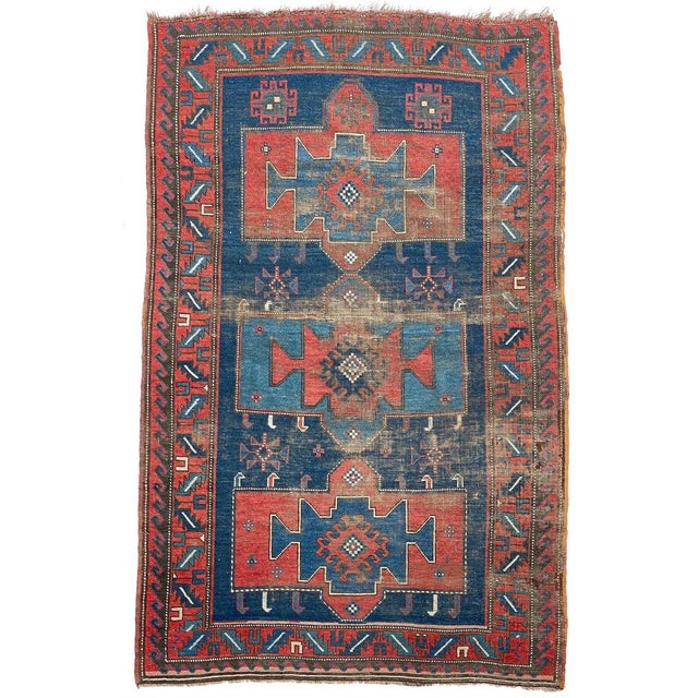*All of our antique & vintage rugs are professionally cleaned prior to being listed.* Name: Old World Antique Kazak Rug |...