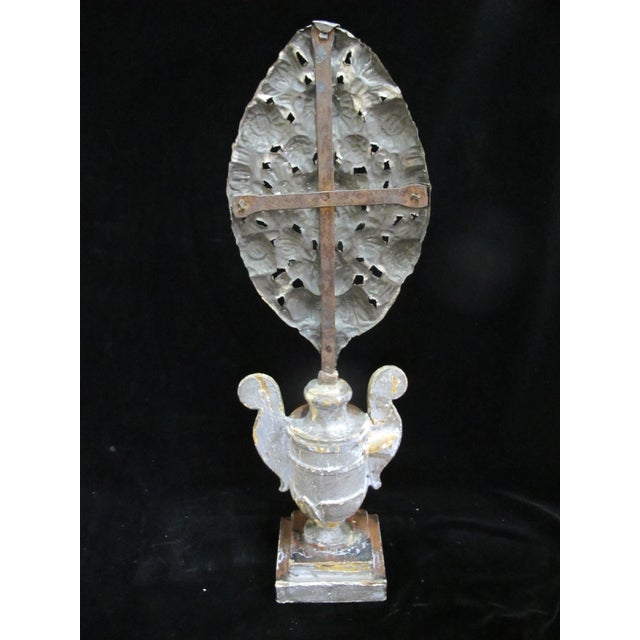 Brass Italian 19thc Ornate Brass & Wood Flambeau Altar Candle Reflector Pair For Sale - Image 8 of 11