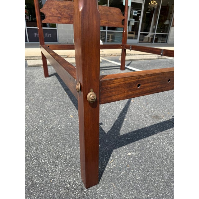 Brown Late 20th Century Custom-Made Solid Mahogany Queen Size Four Post Bed Frame For Sale - Image 8 of 13