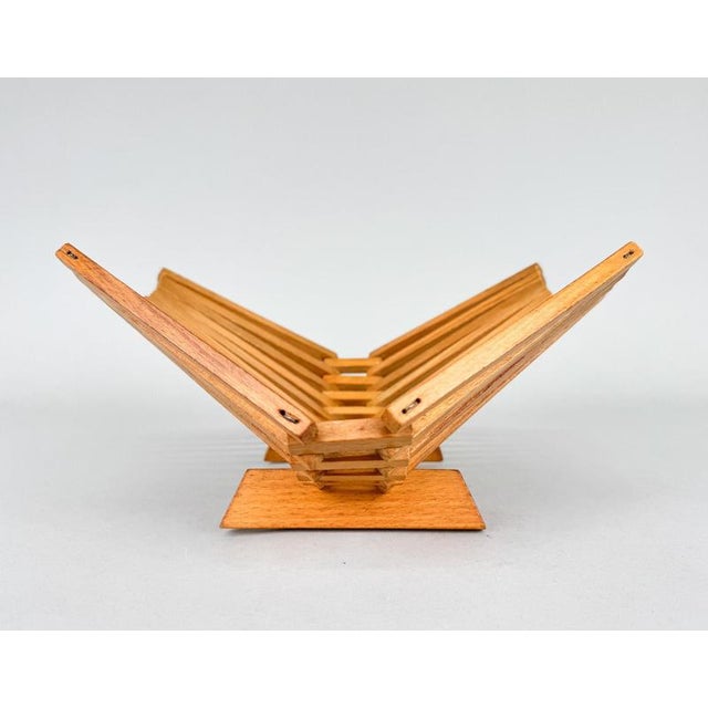 Mid-Century Foldable Wooden Fruit Basket, 1970s For Sale - Image 4 of 9