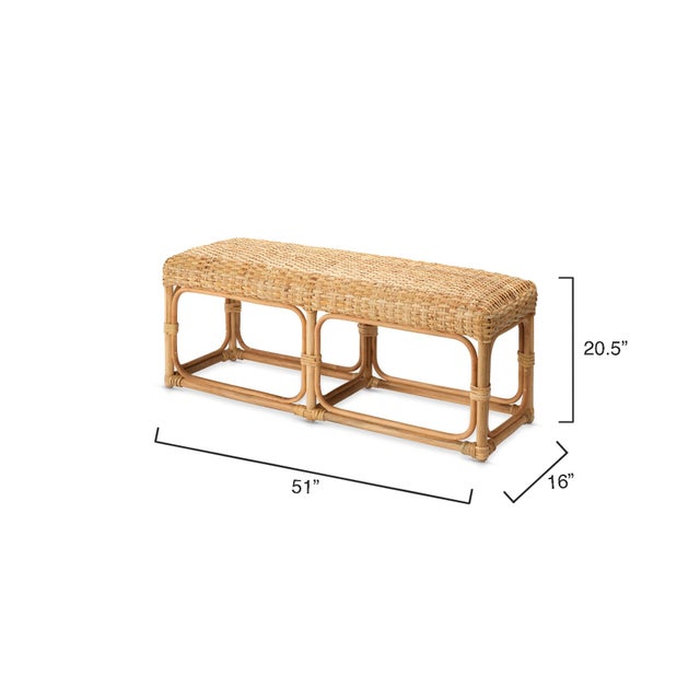 Avery Rattan Bench in Cream Chairish