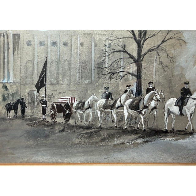 Vintage Original 1963 Mary Jo Waters JFK Presidential Funeral Acrylic Painting For Sale - Image 10 of 13