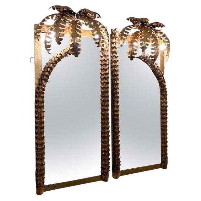 Metal Palm Tree Mirrors in the style of Maison Jansen, Set of 2 For Sale - Image 7 of 7