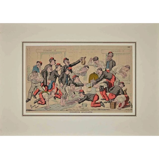 Toilette Militaire, Original Lithograph, 1888s For Sale - Image 3 of 3