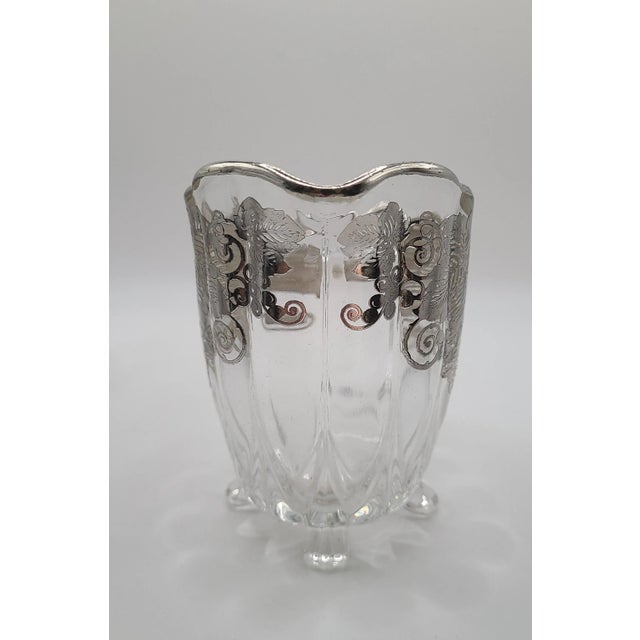 Vintage Silver Overlay Grapevine Sugar & Creamer Set Attributed to Silver City Glass Co.- 2 Pieces For Sale In Seattle - Image 6 of 11