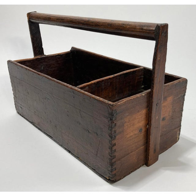 Antique Handmade Primitive Wood Tool Box For Sale In Kansas City - Image 6 of 7