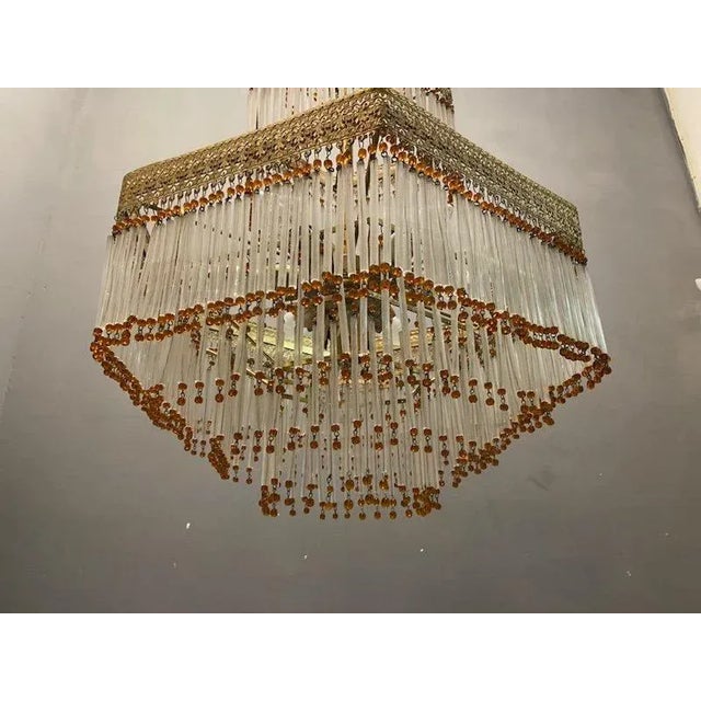 Italian Murano Glass Rod Chandelier, 1960s For Sale - Image 4 of 10