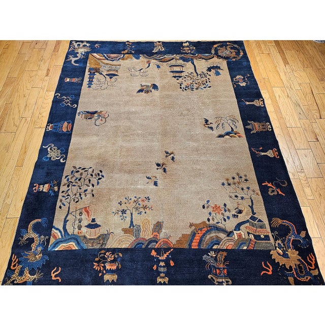 Vintage Chinese Art Deco Rug, Hand-Knotted Wool, Four Dragons Design, 9' x 12' For Sale - Image 11 of 18