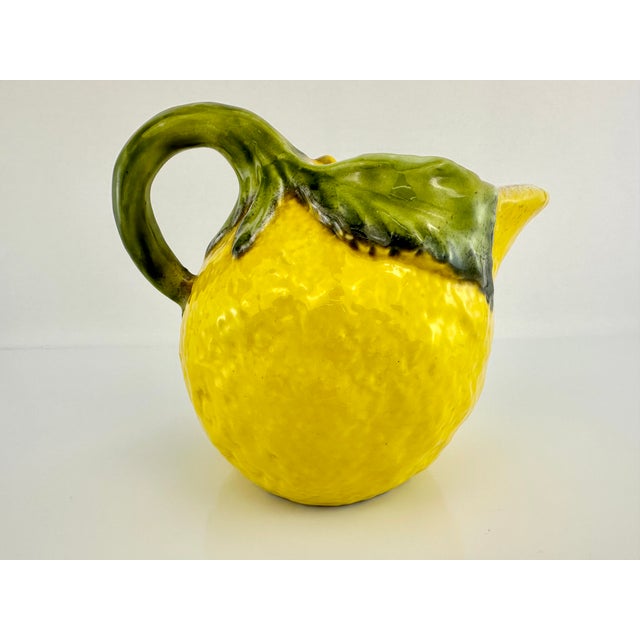 1960s Vintage French Hand Painted Ceramic Lemon Pitcher For Sale - Image 4 of 10