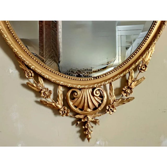Friedman Brothers Pair of Adams Style Carved and Gilt Mirrors by Friedman Brothers 53"h X 28"w For Sale - Image 4 of 9