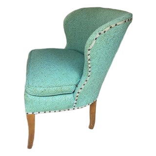 Mid Century Designer Tomlinson Slipper Chair With Nail Heads, Signed For Sale