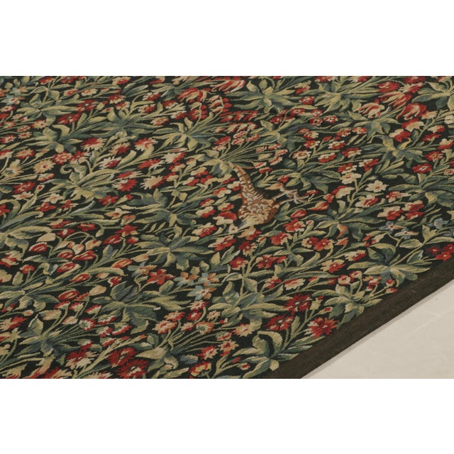 Rug & Kilim’s Tudor Style Kilim in Green and Red Florals With Beige Pictorials For Sale In New York - Image 6 of 9