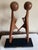 Mid 20th century teakwood abstract sculpture Love Embraced atop an ebonite’s wooden base. The two figures are attached to...