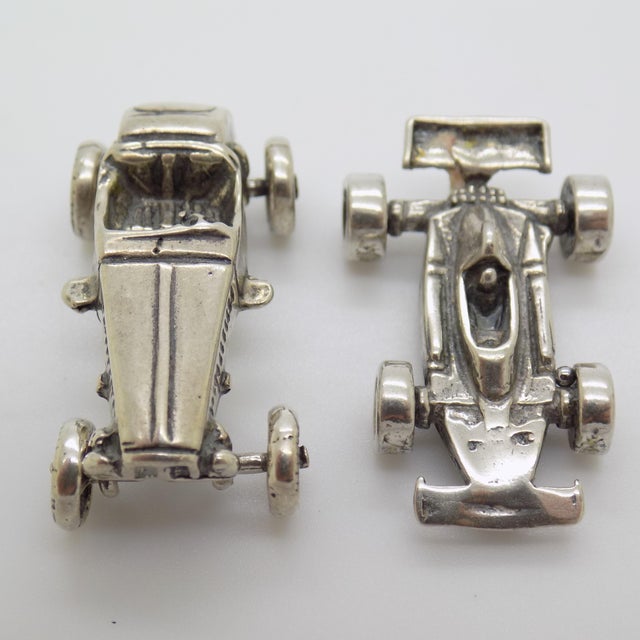 Vintage Italian Handmade Genuine Silver Racing Cars Miniature, 1970s, Set of 2 For Sale - Image 3 of 14
