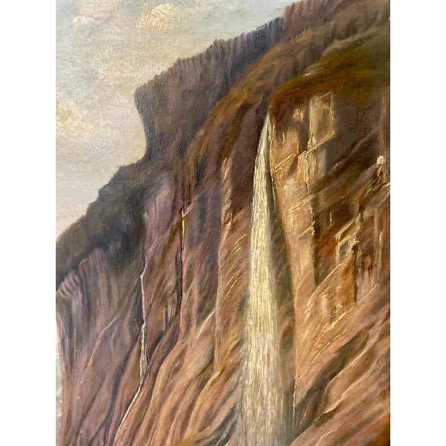 Blue Large 19th Century Mountain Landscape Painting Signed Bracht For Sale - Image 8 of 15