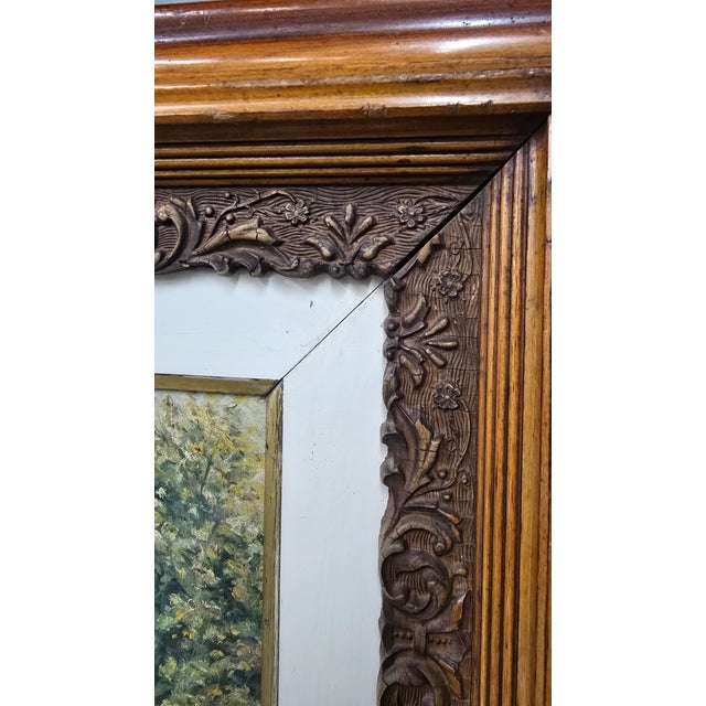 Vintage Impressionist Style Landscape Oil Painting in Carved Wood Frame - Signed unclear For Sale In New York - Image 6 of 12