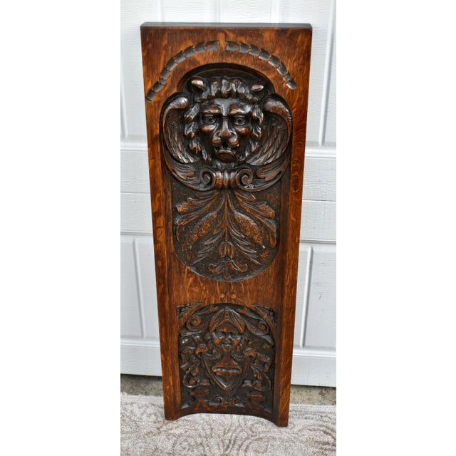 Antique Carved Oak Plaque Dutch Lion Figural Architectural Salvage Panel 36" For Sale - Image 12 of 12