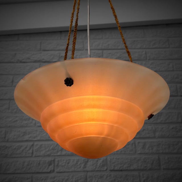 Orrefors Art Deco Pendant Lamp by Edward Hald for Nordiska Kompaniet, 1930s For Sale - Image 4 of 13
