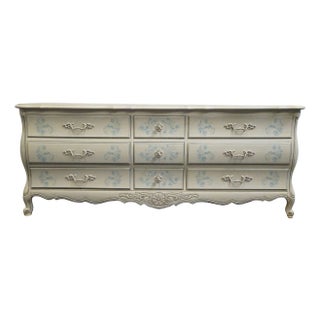 Thomasville Furniture Debussy Collection Off White Painted French Provincial 78" Triple Dresser 9455-130 For Sale