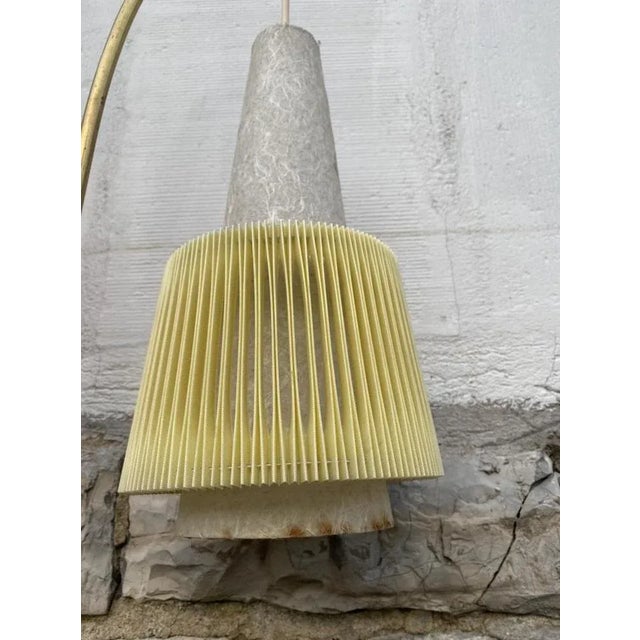 Mid-Century Brass Floor Lamp with Pleated Shades, 1950s For Sale - Image 11 of 18